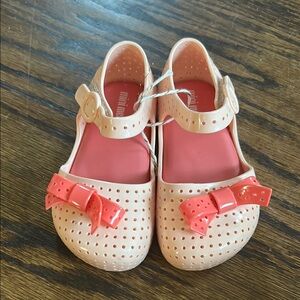Mini Melissa Pink and Cream Sandals with Bows